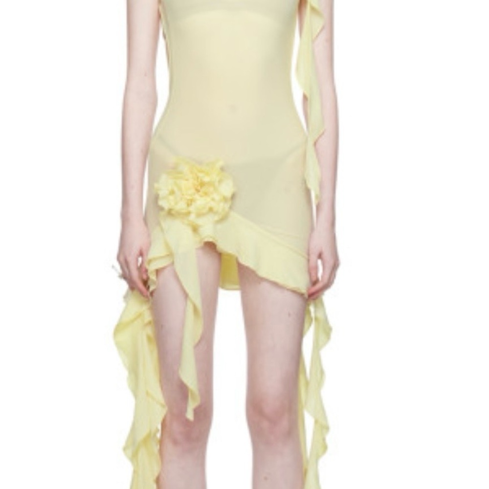 Fanci Club Yellow Flower Mini Dress S - Picture 5 of 5